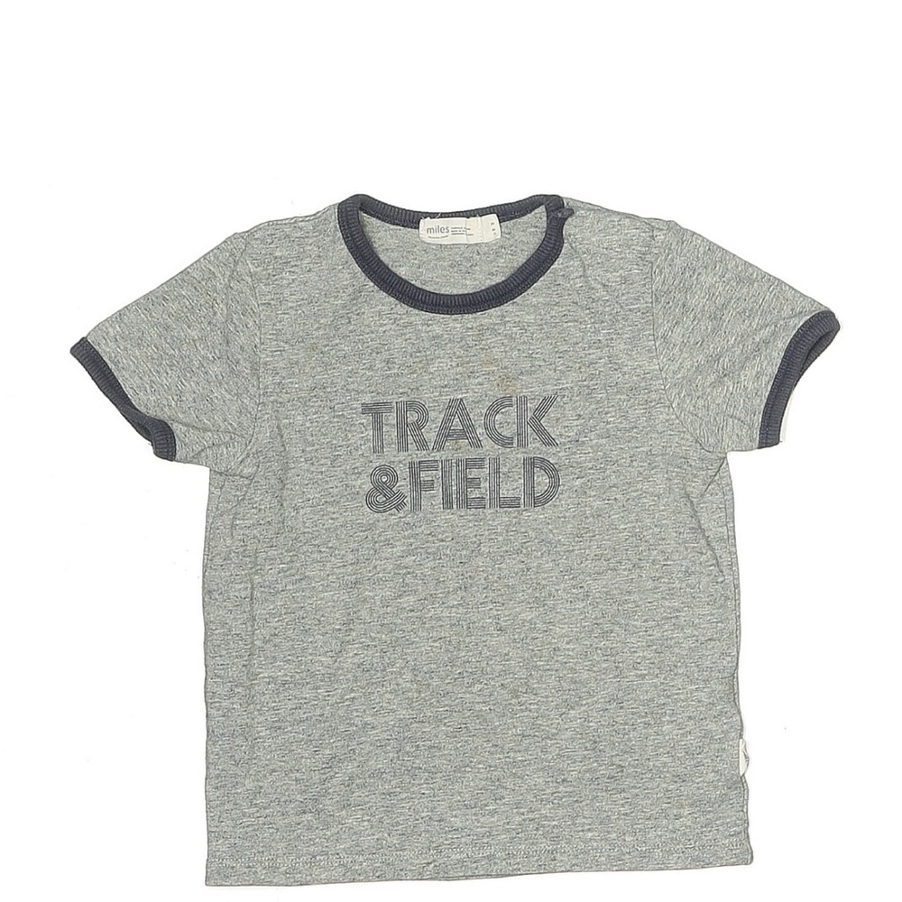 Miles the label - baby toddler boy 18-24 months Gray Track & Field ringer tshirt